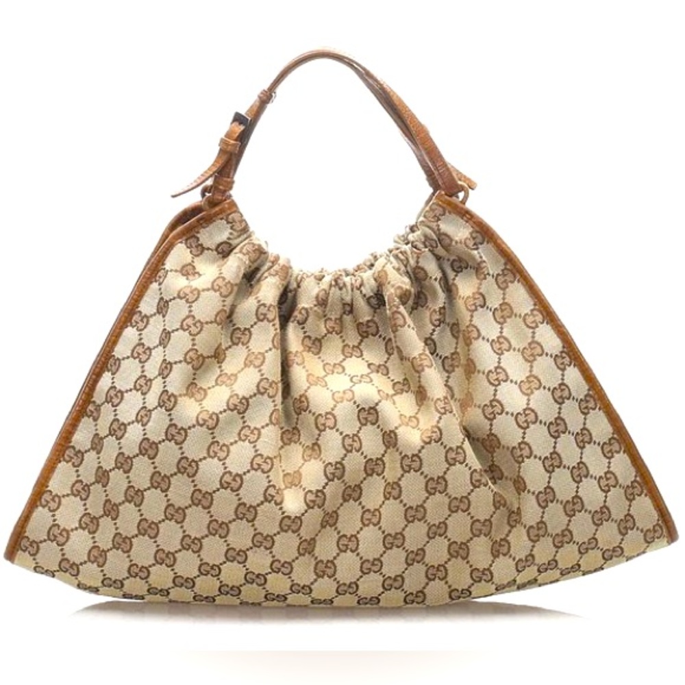 Gucci Brown/Beige GG Canvas Monogram Signature Handbag Authentic